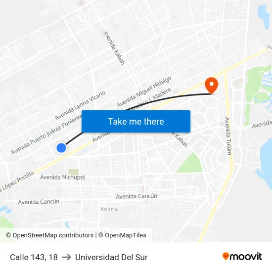 Calle 143, 18 to Universidad Del Sur map