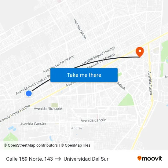 Calle 159 Norte, 143 to Universidad Del Sur map