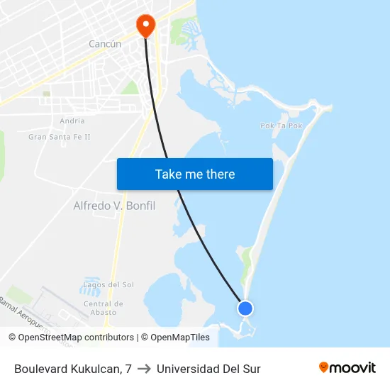 Boulevard Kukulcan, 7 to Universidad Del Sur map