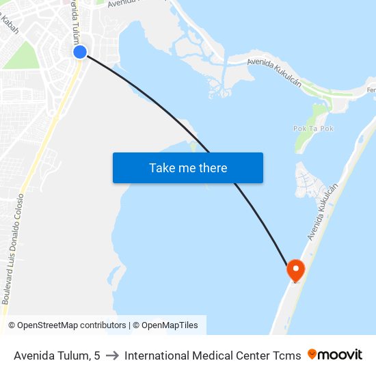 Avenida Tulum, 5 to International Medical Center Tcms map