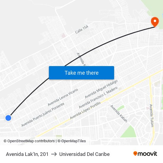 Avenida Lak'In, 201 to Universidad Del Caribe map