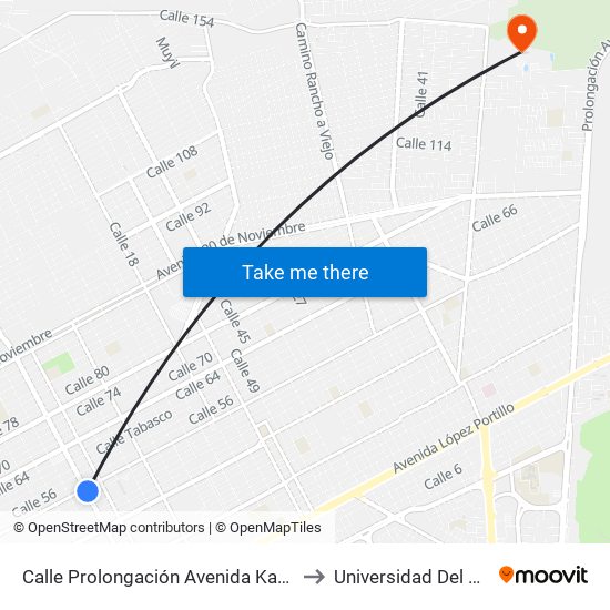 Calle Prolongación Avenida Kabáh, 364 to Universidad Del Caribe map