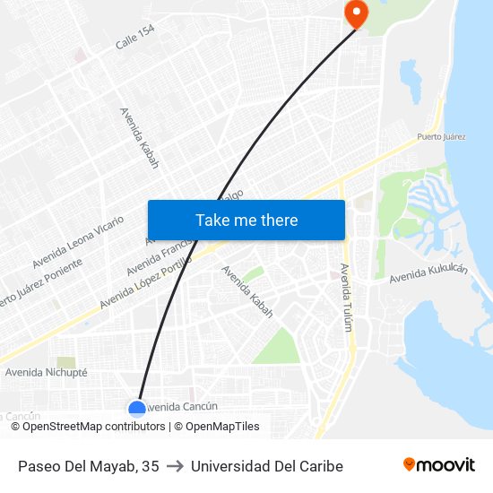 Paseo Del Mayab, 35 to Universidad Del Caribe map