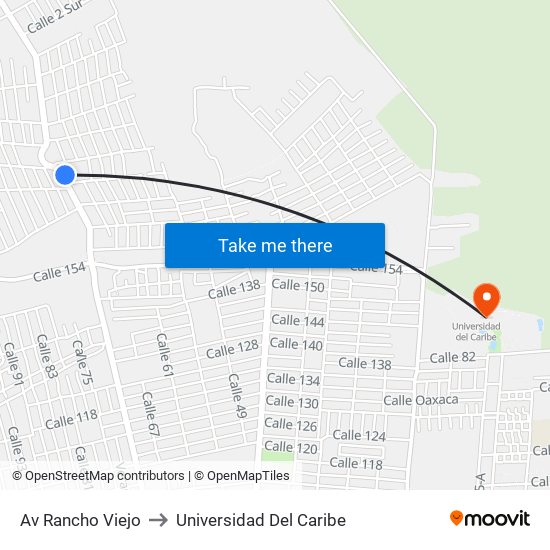 Av Rancho Viejo to Universidad Del Caribe map