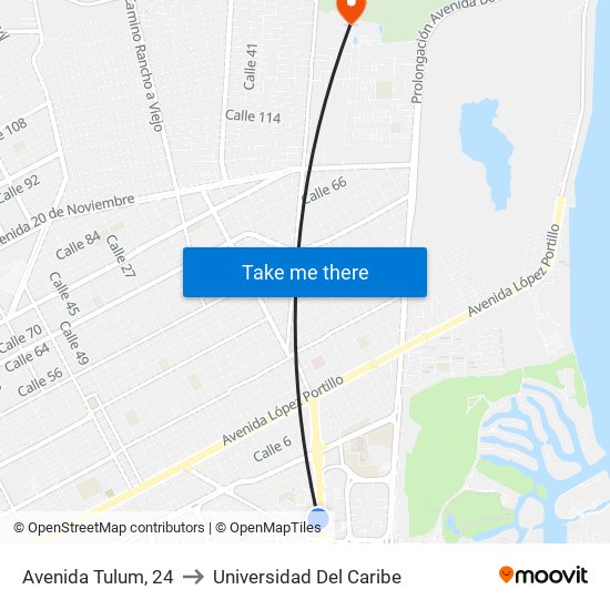 Avenida Tulum, 24 to Universidad Del Caribe map