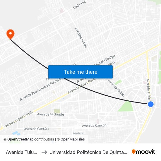 Avenida Tulum, 5 to Universidad Politécnica De Quintana Roo map