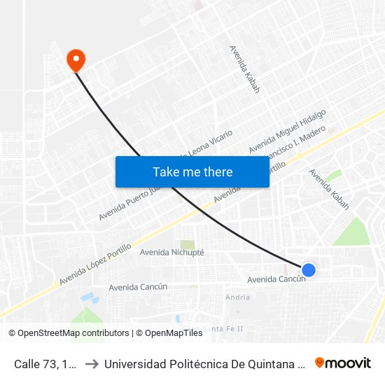 Calle 73, 125 to Universidad Politécnica De Quintana Roo map