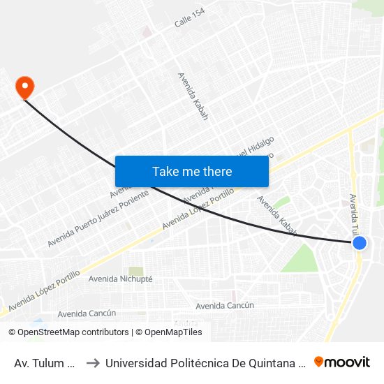 Av. Tulum Sur to Universidad Politécnica De Quintana Roo map