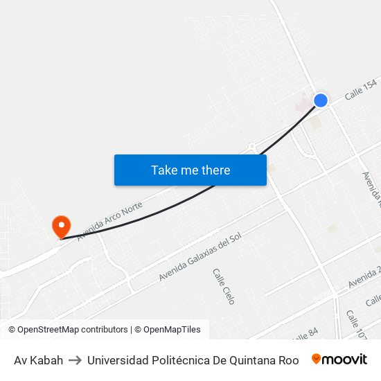 Av Kabah to Universidad Politécnica De Quintana Roo map