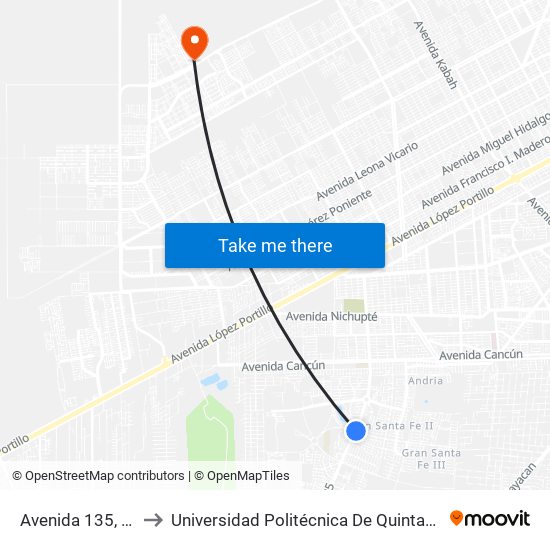 Avenida 135, 253 to Universidad Politécnica De Quintana Roo map