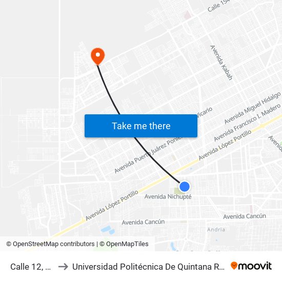 Calle 12, 21 to Universidad Politécnica De Quintana Roo map