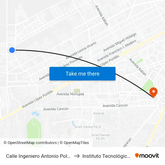 Calle Ingeniero Antonio Polo Rodriguez, 20 to Instituto Tecnológico De Cancún map