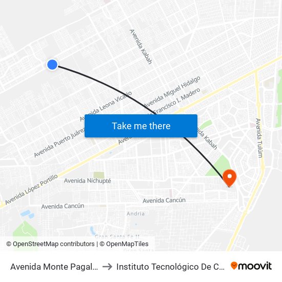 Avenida Monte Pagalo, 4b to Instituto Tecnológico De Cancún map