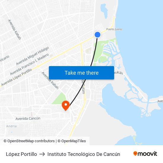 López Portillo to Instituto Tecnológico De Cancún map