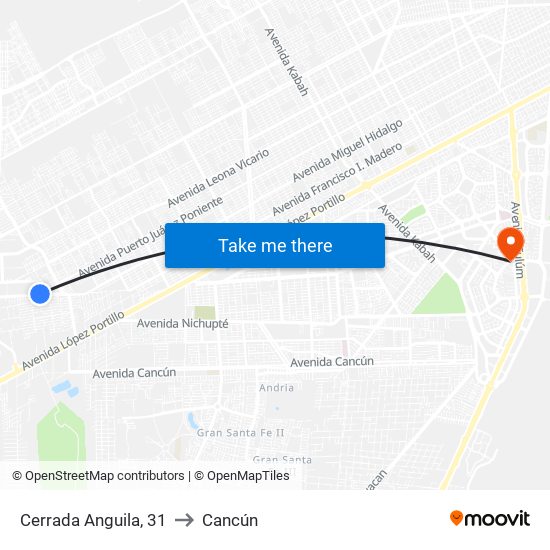 Cerrada Anguila, 31 to Cancún map