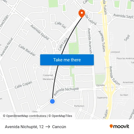 Avenida Nichupté, 12 to Cancún map