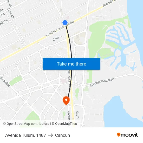 Avenida Tulum, 1487 to Cancún map