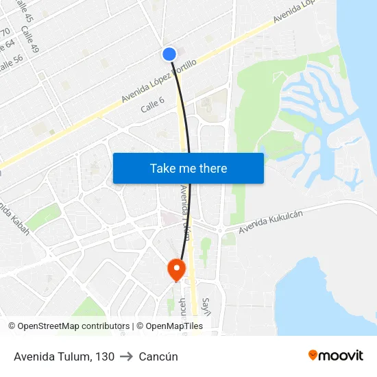 Avenida Tulum, 130 to Cancún map