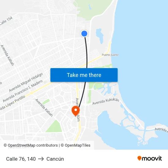 Calle 76, 140 to Cancún map