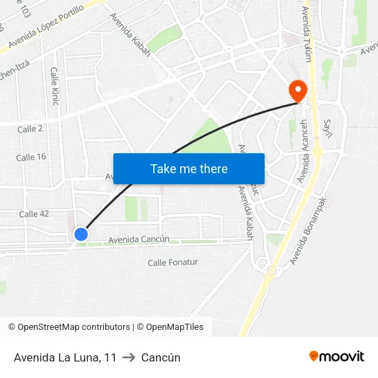 Avenida La Luna, 11 to Cancún map