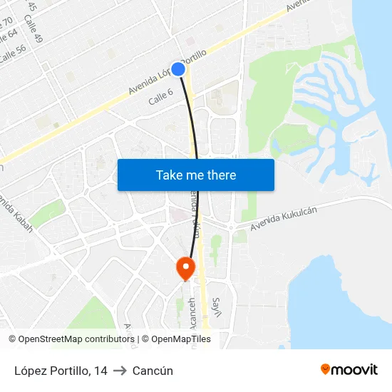López Portillo, 14 to Cancún map