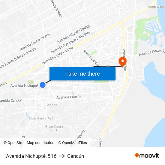 Avenida Nichupté, 516 to Cancún map