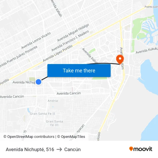 Avenida Nichupté, 516 to Cancún map