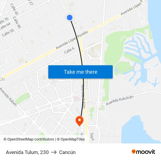 Avenida Tulum, 230 to Cancún map