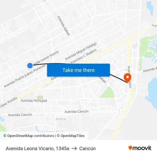 Avenida Leona Vicario, 1345a to Cancún map