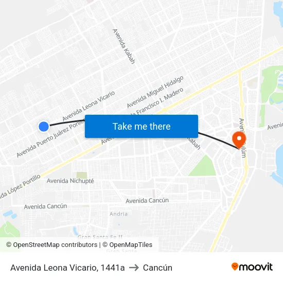 Avenida Leona Vicario, 1441a to Cancún map