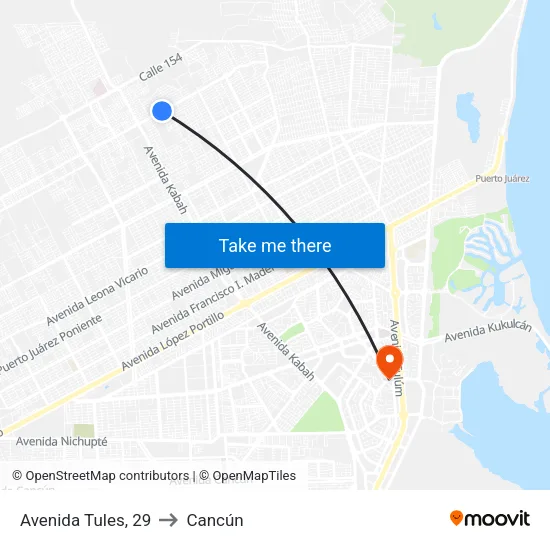 Avenida Tules, 29 to Cancún map