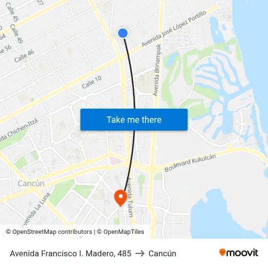 Avenida Francisco I. Madero, 485 to Cancún map