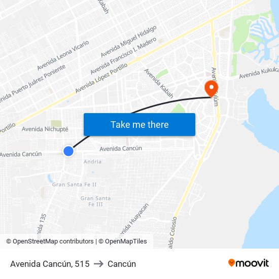 Avenida Cancún, 515 to Cancún map