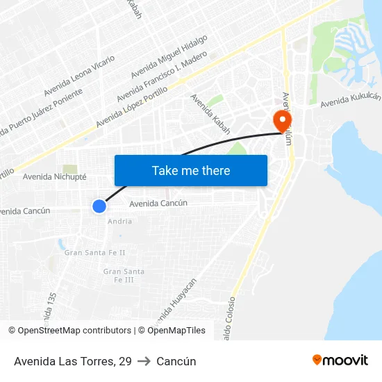 Avenida Las Torres, 29 to Cancún map