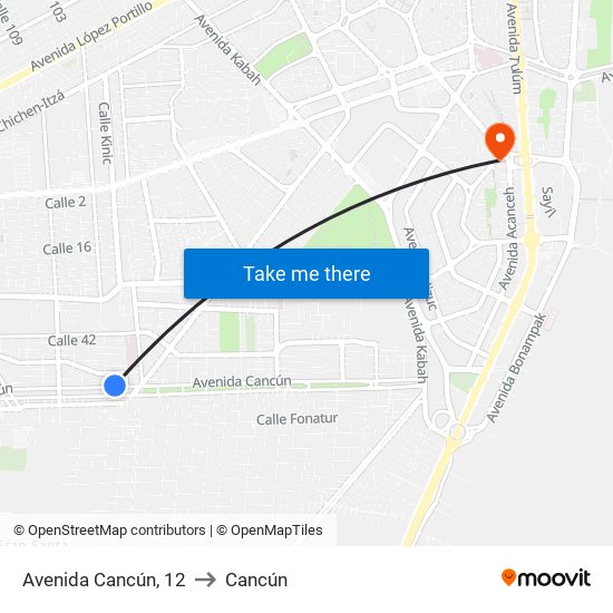 Avenida Cancún, 12 to Cancún map