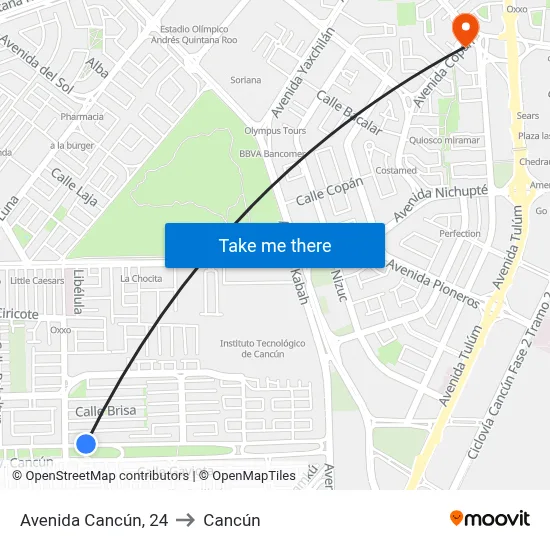 Avenida Cancún, 24 to Cancún map