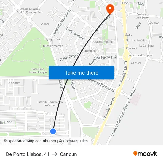 De Porto Lisboa, 41 to Cancún map