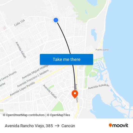 Avenida Rancho Viejo, 385 to Cancún map