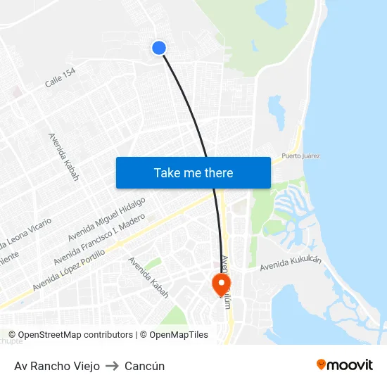 Av Rancho Viejo to Cancún map