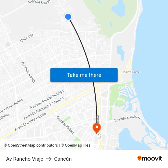 Av Rancho Viejo to Cancún map