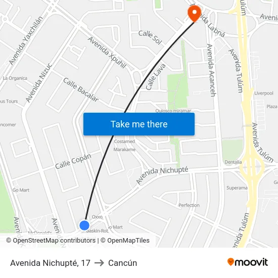 Avenida Nichupté, 17 to Cancún map