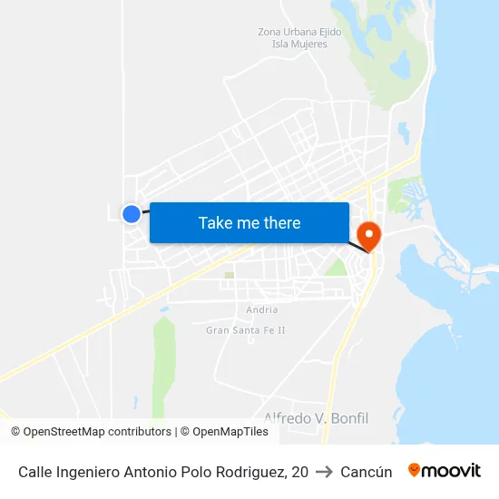 Calle Ingeniero Antonio Polo Rodriguez, 20 to Cancún map