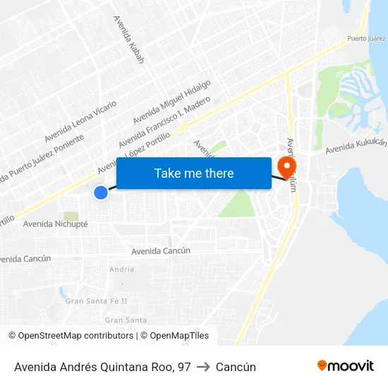 Avenida Andrés Quintana Roo, 97 to Cancún map