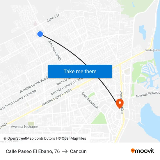 Calle Paseo El Ébano, 76 to Cancún map