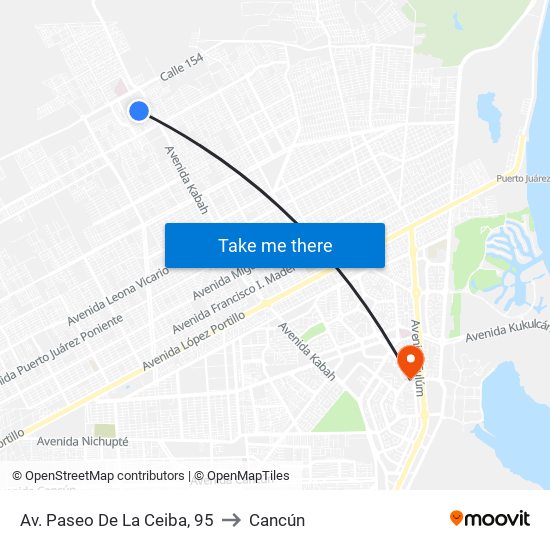 Av. Paseo De La Ceiba, 95 to Cancún map