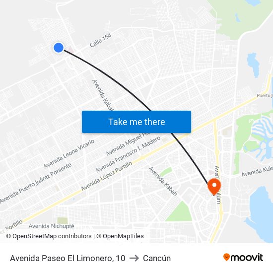 Avenida Paseo El Limonero, 10 to Cancún map