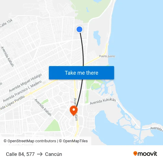 Calle 84, 577 to Cancún map