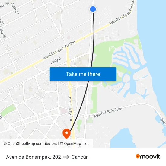 Avenida Bonampak, 202 to Cancún map