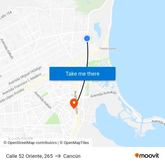 Calle 52 Oriente, 265 to Cancún map