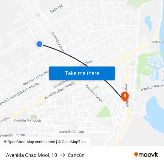 Avenida Chac Mool, 10 to Cancún map